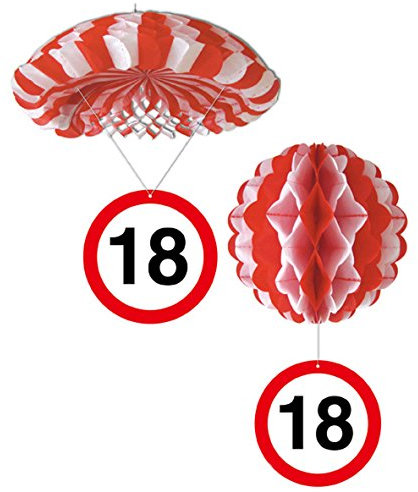 Sortiert 1 Deko Ballon oder 1 Deko Fallschirm mit Schild 18. Geburtstag