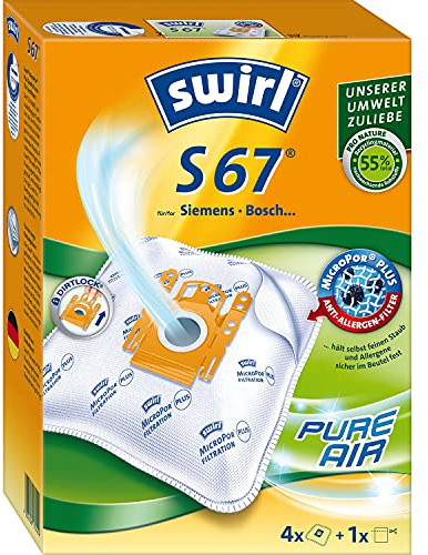 Swirl S67 Bosch Siemens 'Type D, E, F, G, H' SMS Bags & Filter Kit for Activa, Alpha, Kids & Fun, Super Vs Series (4 Bags & 1 Filter)
