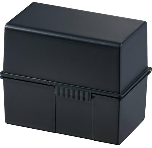 HAN Karteibox DIN A7 quer – innovatives, attraktives Design für 300 Karteikarten mit Stahlscharnier und Schnappverschluss, schwarz, 977-13, 1 STÜCK
