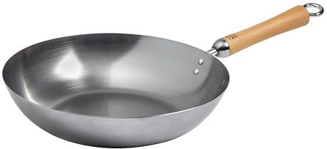 JOYCE CHEN J21-9979 Carbon Steel Classic Series Karbonstahl, Birkengriff, Kohlenstoffstahl, Bratpfanne, unbeschichtet, 30,5 cm