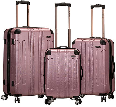 Rockland London Hardside 3 Piece Expandable Spinner Wheel Luggage Set, (20/24/28), Pink