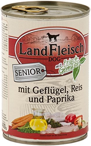 LandFleisch | Senior mit Geflügel, Reis und Paprika | 12 x 400 g