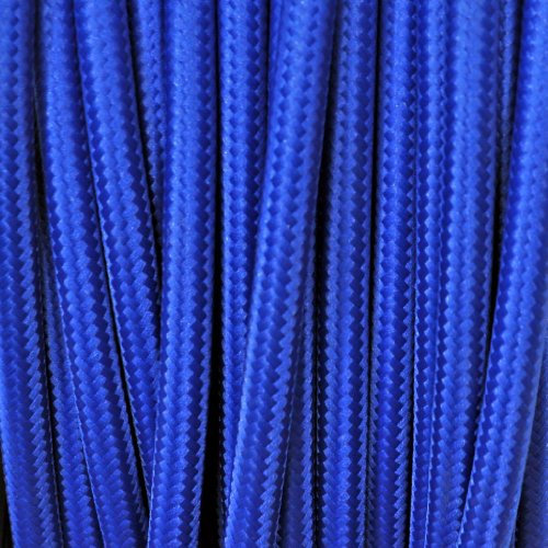 Cavo Elettrico Tondo Rivestito in Tessuto colorato per lampadari, lampade, abat Jour. Il Cavo Elettrico Diventa Design! Scegli fra 30 Colori. 5 Metri 2x0,75. Made in Italy! Blu