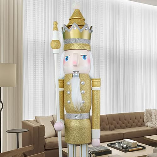 CDL 120cm de altura grande/de tamaño gigante de oro brillo Navidad cascanueces rey cetro figura decorativa en soporte de madera para interior al aire libre/Event/boda fiesta de Navidad decoración K29
