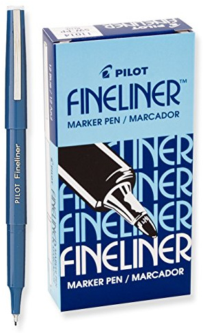 PILOT Fineliner Marker Pens, Fine Point, Blue Ink, 12-Pack