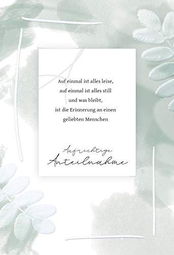 KE - Beileidskarte mit Umschlag, B6 Format (17,1 x 11,7 cm), einfühlsame Trauerkarte, hochwertige Klappkarte - Motiv: Erinnerung