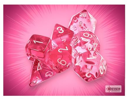 Chessex Poly Set Transluzent Rosa/Weiß (7)