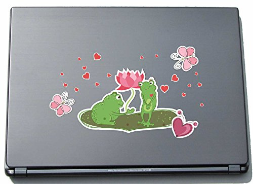 Laptopaufkleber Laptopskin lovely032 - Süße Herzen - Frosch mit Blumen - 150 mm Aufkleber