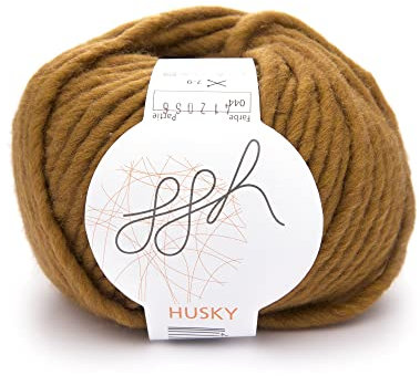 ggh Husky | Schurwolle Mischung | 50g Wolle zum Stricken oder Häkeln | Dicke Wolle | Farbe 044 - Curry