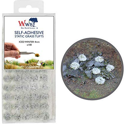 War World Scenics 4mm Eisiger Winter Selbstklebende Statische Grasbüschel x 100 - Modellbau Modellbahn Landschaftsbau Diorama Miniatur Tabletop Spiele Wargame Modelleisenbahn Geländebau