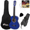 TIGER CLG4 Linkshändergitarre, 3/4 Größe, Klassische Kindergitarre als Packung - Spanische Gitarre, Packung mit Tasche, Ersatzsaiten, Gurt und Pick, Ideal für das Alter von 9-11 Jahren - Blau