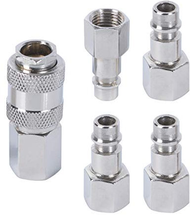 Ribimex PRACR05/B Set Raccordi Rapidi Aria Compressa, 5 Pezzi, Grigio