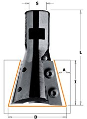 CMT 664.395.11 - Fresa para junta cola de milano 15 grados c/cuchillo z2 s=m12x1 d=39.5x31.5 dx