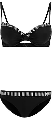 Lascana Damen Bügel-Bikini im modische- femininen Look mit gestreifen Kontrastblenden, Top mit verstellbaren Träger, vorn leicht gefüttert, hoher