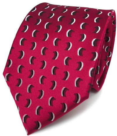 TigerTie Designer Seidenkrawatte rot schwarz silber gemustert Satinglanz - Krawatte Seide Tie