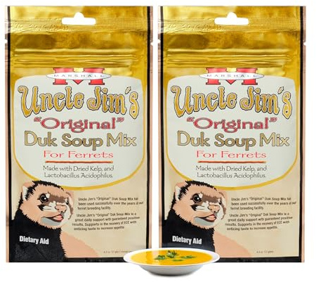 Marshall Uncle Jim’s Duk Soup Mix for Ferrets – 4.5 oz Each – Digestive Support, Recovery & Vitality Aid – Easy-to-Prepare Nutritional Supplement – (Pack of 2)