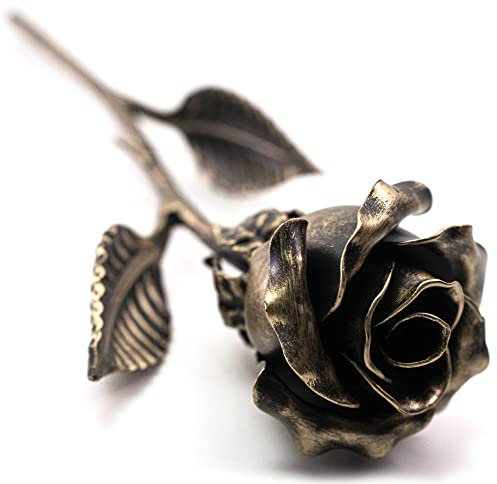 MakuliSmit Handgefertigte Bronze-Metallrose – solides Geschenk der ewigen Liebe – 8. 19. Hochzeit für Sie