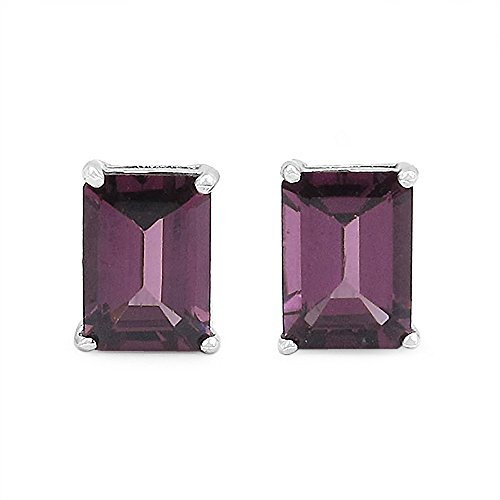 Schmuck-Schmidt-Ohrstecker Seltener Rhodolith 925-Silber- Rhodiniert-2,20 Karat