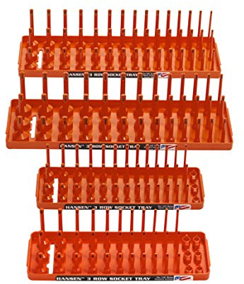 Hansen Global 3 Row Socket Holder, Orange, Pack of 4 (92005)