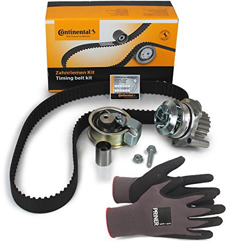 Inspektionspaket Contitech Zahnriemen-Satz CT1028WP4 + Contitech Wasserpumpe + Priner Montagehandschuhe