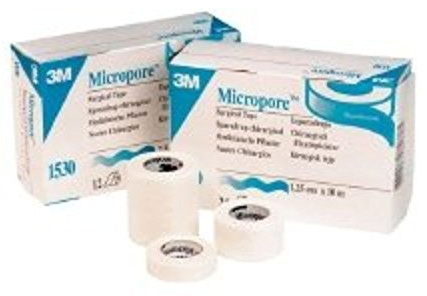 Micropore 1530-2 Lot de 6 pansements Blanc 5 cm x 9,1 m