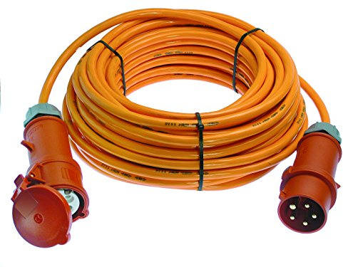 as - Schwabe Starkstrom Verlängerungskabel 25 m H07BQ-F 5G6 – 400V, 32A, 6h, ca. 22kW – Für Baustelle, Garten – 5-polige, robuste CEE Verlängerung für Außenbereich – IP44 – Made in Germany, 59623