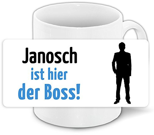 Tasse mit Motiv und Namen - Janosch ist der Boss - | Büro-Tasse | Lustiger Becher