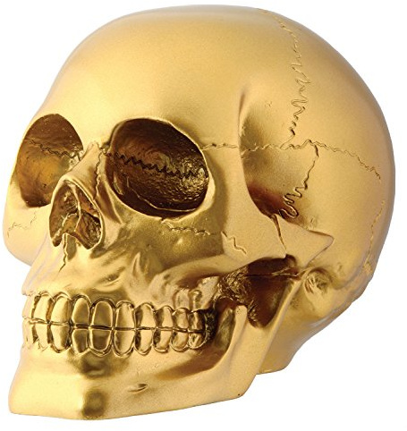 Gold Skull Head Collectible Skeleton Decoration Figurine