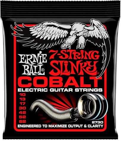 Ernie Ball, Skinny Top Heavy Bottom Slinky Cobalt 7-String, Corde per chitarra elettrica a 7 corde, diametro 10-62