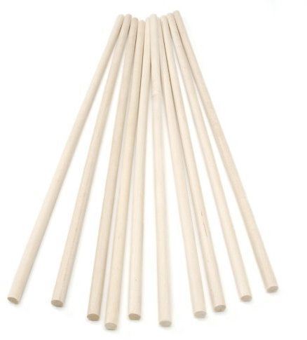 Pack of 10 pieces, 30cm Wooden Craft Sticks - Hardwood Dowels Poles 6mm Diameter