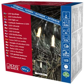 Konstsmide LED Minilichterkette, 80 warm weiße Dioden, 24V Außentrafo, grünes Kabel - 6020-100