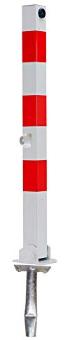 ABSPERRPFOSTEN 70x70mm Vierkantrohr, Umlegbar mit Dreikantverschluß, zum Einbetonieren, ohne Ösen, Poller, Parkplatzsperre