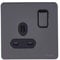 Schneider Electric GU3410DBBN Ultimate Screwless Flat Plate, Single Switched Power Socket, Double Pole, Black Nickel with Black Insert, 13 A