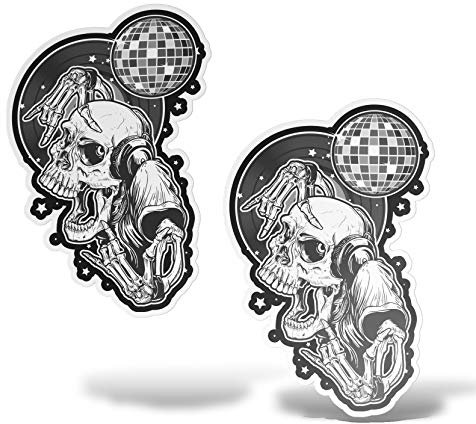 erreinge Aufkleber X2 Deejay DJ-Schädel Shaped Adhesive PVC für Abziehbild Tapete Auto Moto Helmet Camper Laptop - 35 cm