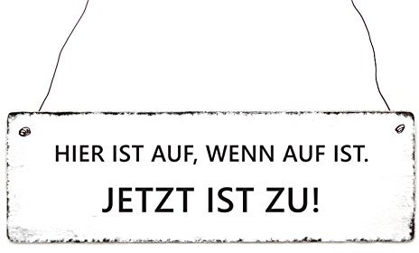 Interluxe Türschild Holzschild Hier IST AUF WENN AUF IST Geschäft Öffnungszeiten Shabby Geschenk Dekoration Weisheit Lebensweise