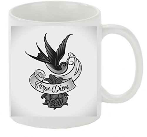 Kaffeebecher Carpe diem Kaffeetasse mit Motiv, Tasse mit Druck, auch individuell mit Spruch, Foto, Wunschtext, Wunschname (Weiß)