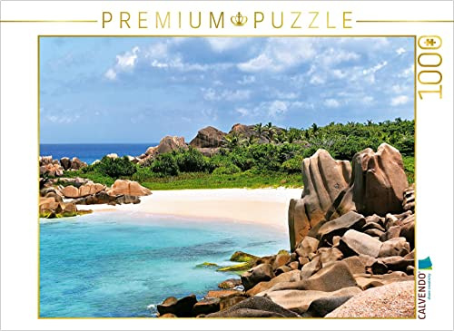 CALVENDO Puzzle Strandbucht auf La Digue | 1000 Teile Lege-Größe 64 x 48 cm Foto-Puzzle für glückliche Stunden