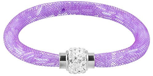 Mianova Damen Armband Armreif Stardust mit Kristallen Glitzerkugel und Magnetverschluß Flieder
