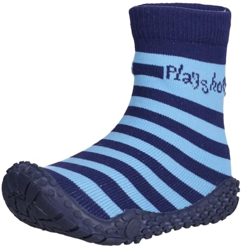 Playshoes Jungen Socke Streifen Aqua Schuhe, Blau (Marine/hellblau 639), 28/29 EU