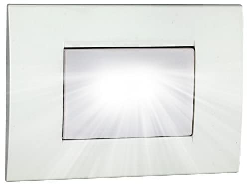 VEMER VE511200 Lampada Emergenza da Incasso 3 Moduli, LED Bianco Opale per Blackout, Interruzioni Corrente, Torcia Portatile, 2 W, 230 V