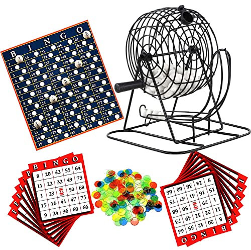 The Magic Toy Shop Deluxe Bingo Lotto Traditional Family Party Game Play Set Metal Cage