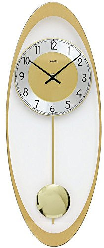 AMS. design Wanduhr Quarzuhr mit Pendel ausgefallene Wanduhren Aluminium Glas