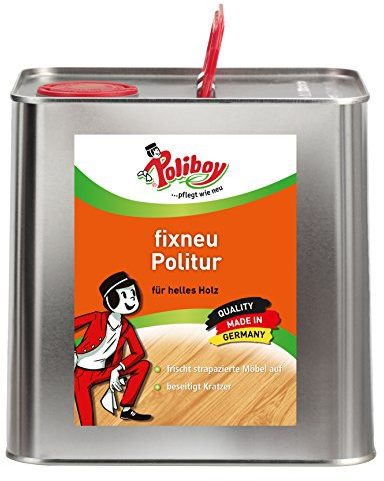 Poliboy - Fixneu Möbelpolitur Hell - für Helle Oberflächen - Beseitigt Kratzer und Frischt auf - 2,5 Liter - Made in Germany