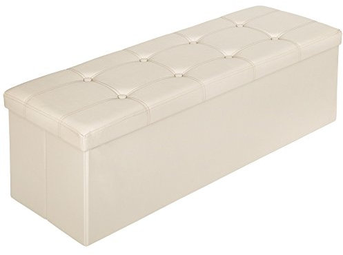tectake 110x38x38 cm Faltbarer Sitzhocker Aufbewahrungsbox Sitzwürfel mit Stauraum - Diverse Farben - (Beige | Nr. 401824)
