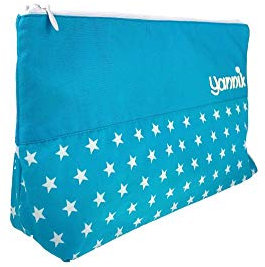 Kulturbeutel Sterne mit Namen, Kosmetiktasche personalisiert, Waschtasche, Kulturtasche, Reisebeutel, Farbe:türkis