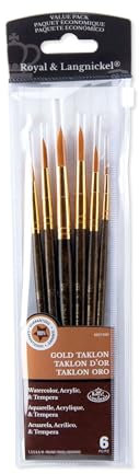 Royal and Langnickel Round Taklon Variety Brush Set - Gold (Pack of 6)