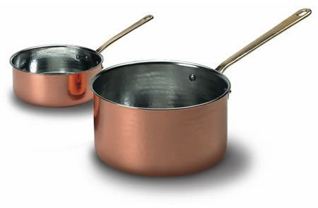 CASSERUOLA RAME STAGNATO MARCA LAR CON MANICO SINGOLO D. 14 CM PENTOLA PADELLA