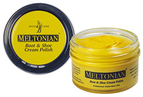 Meltonian Cream | Lemon 144 | Quality Shoe Polish for Leather and Leatherette (Synthetic) | Use on Boots, Shoes, Belts, Gloves, Purses and Accessories | Leather Conditioner | 1.7 OZ Jar