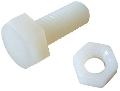 netproshop 10 x Sechskant Schraube und Mutter Kunststoff M8 20mm weiss