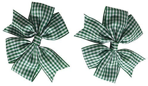 2 x Green Gingham Check Hair Bows Hair Clips Ideal for Matching BTS Back to School Summer Dress's Uniform